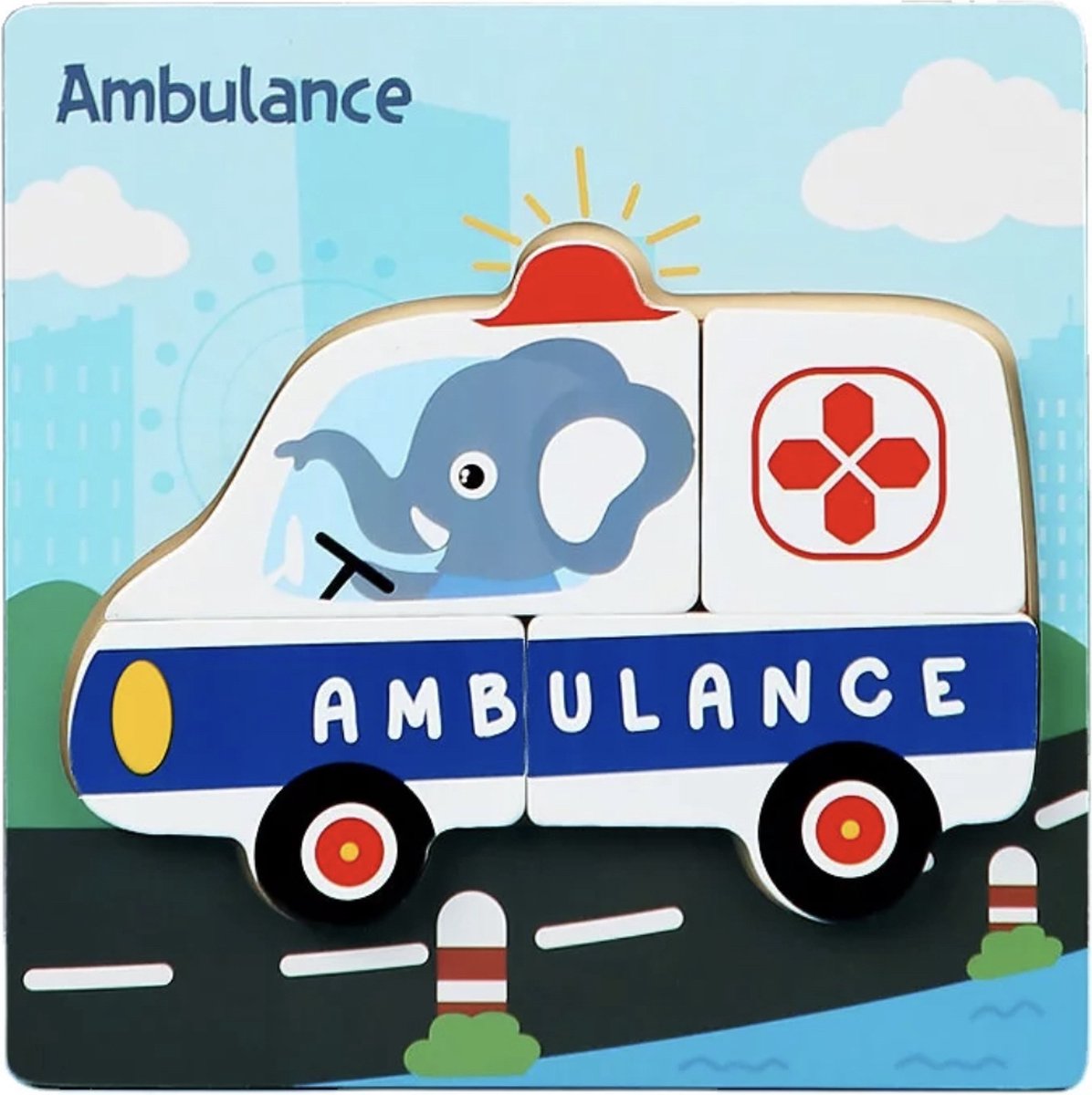 Babycure kids Puzzel | Ambulance | 4 stukjes | Kinder puzzeltje